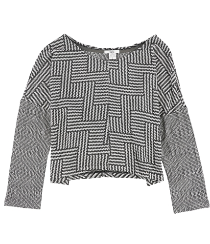 bar III Womens Printed Knit Pullover Blouse charcoalcombo S