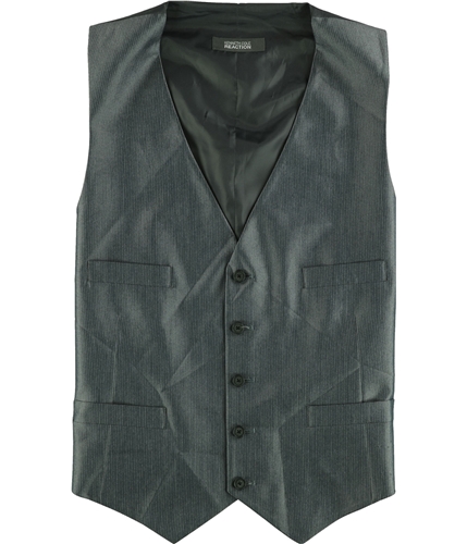 Kenneth Cole Mens Pinstripe Five Button Vest black 40