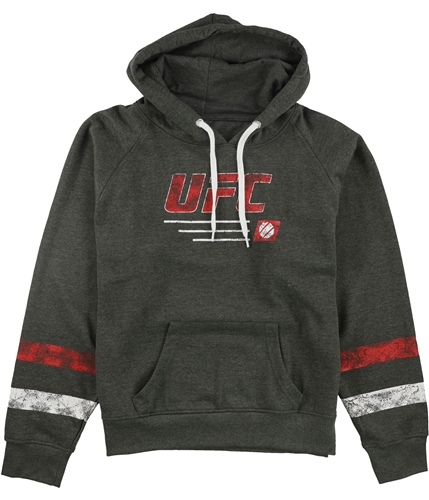 UFC Womens Striped Pullover Hoodie Sweatshirt gray S
