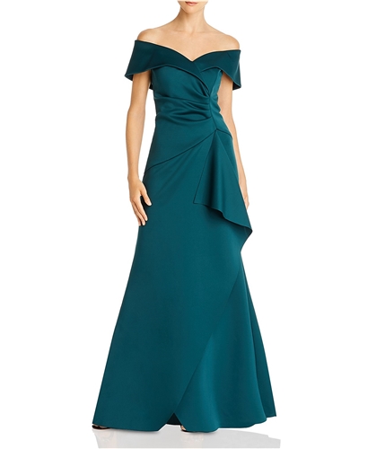 Aqua Womens Off-The-Shoulder Gown Off-Shoulder Scuba Dress green 2