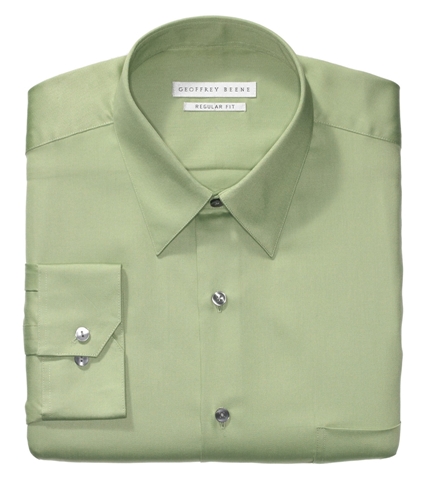 Geoffrey Beene Mens Sateen Solid Button Up Dress Shirt cypress 17