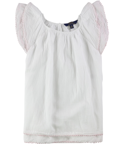 Ralph Lauren Girls Flutter Sleeve A-line Dress white 6