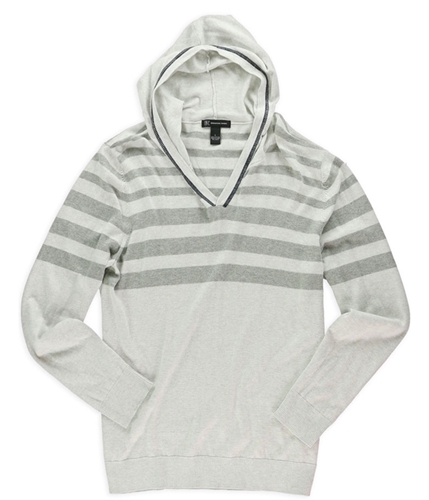 I-N-C Mens Striped Hooded Sweater gray S