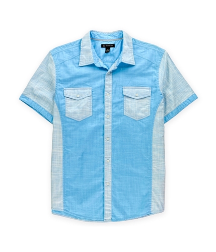 I-N-C Mens Denim Resort Button Up Shirt alaskanblue XL