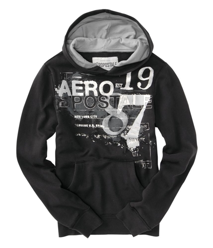 Aeropostale Mens Graphic 87 Hoodie Sweatshirt black XS