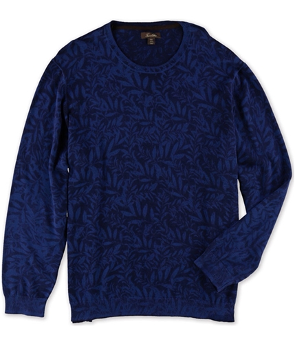 Tasso Elba Mens Leaf Print Knit Sweater bluecbo L