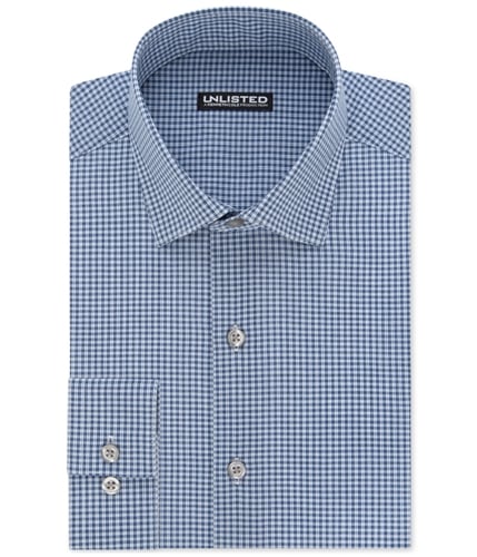 Kenneth Cole Mens Slim Fit Checked Button Up Dress Shirt bluefrost 17-17.5