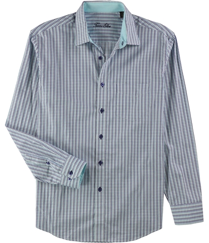Tasso Elba Mens Madrid Plaid Button Up Shirt aquacombo S