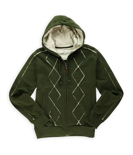 Marc Ecko Mens Split Argyle Hoodie Sweatshirt freshgrn M