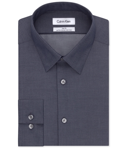 Calvin Klein Mens Dobby Button Up Dress Shirt smokeyblue 16.5
