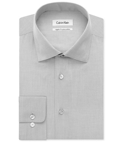 Calvin Klein Mens Stripe Button Up Dress Shirt oyster 17.5