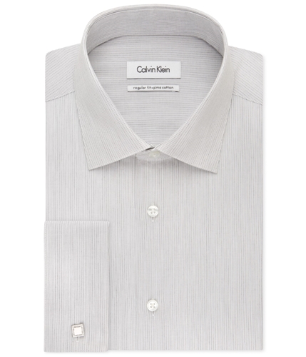 Calvin Klein Mens Fineline Stripe Button Up Dress Shirt ash 14.5