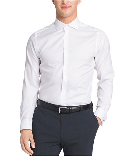 Calvin Klein Mens Non-Iron Button Up Dress Shirt wht 17.5