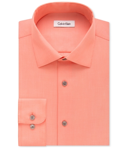 Calvin Klein Mens Pin Stripe Button Up Dress Shirt tangerine 14.5