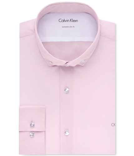 Calvin Klein Mens Extreme Slim Texture Button Up Dress Shirt pink 16-16.5