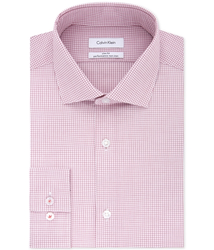 Calvin Klein Mens Non-Iron Stretch Button Up Dress Shirt softred 16.5