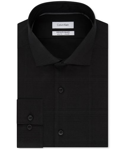 Calvin Klein Mens Infinite Button Up Dress Shirt black 16.5