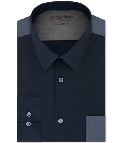 Calvin Klein Mens Slim Fit Performance Button Up Dress Shirt navy 16-16.5