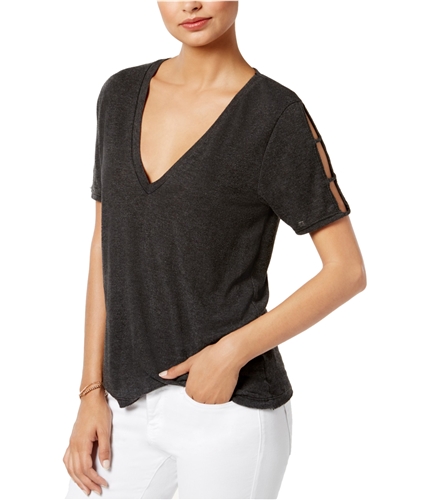 Project Social T Womens Utah Split-Sleeve Basic T-Shirt black XS