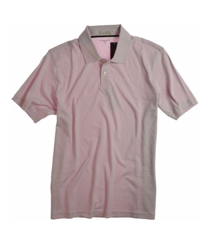 Tasso Elba Mens Ss Interlock Solid Rugby Polo Shirt pinkbud M