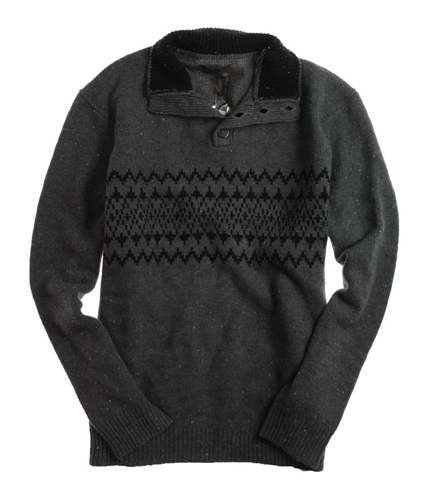 Tasso Elba Mens Nordic Button Mock Knit Cardigan Sweater slateheather L