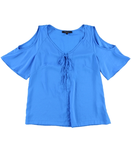 Nanette Lepore Womens Cold Shoulder Pullover Blouse blue S