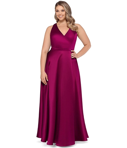 XSCAPE Womens Solid A-line Dress purple 18W