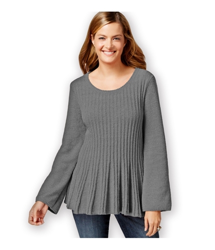 Style & Co. Womens Ribbed-Knit Peplum Pullover Sweater medgreyheather S