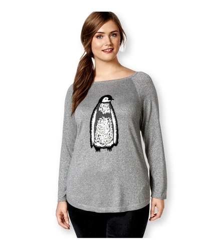 Style&co. Womens Knit Penguin Embellished T-Shirt greycombo 1X