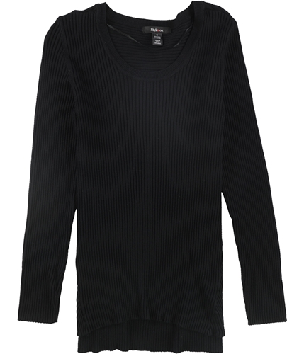 Style & Co. Womens Ribbed Pullover Sweater black M