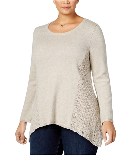 Style&co. Womens Plus Size Pointelle Pullover Sweater hammockheather 2X