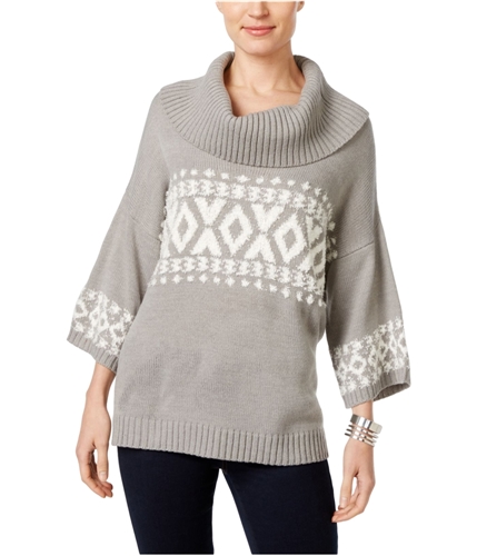 Style & Co. Womens Fair-Isle Cowl Pullover Sweater boldgreyhthr XS