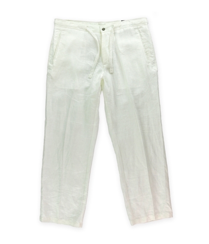 Tasso Elba Mens Linen Drawstring Casual Chino Pants white 36x32