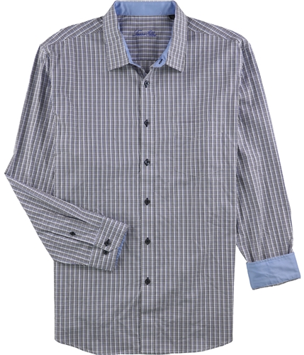 Tasso Elba Mens Classic Plaid Button Up Shirt bluecombo M