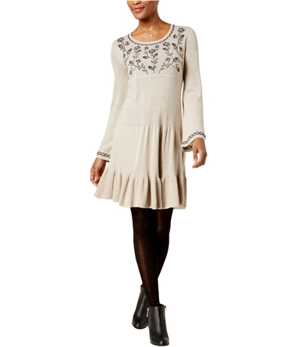 Style & Co. Womens Embroidered Sweater Dress hammockhthr S
