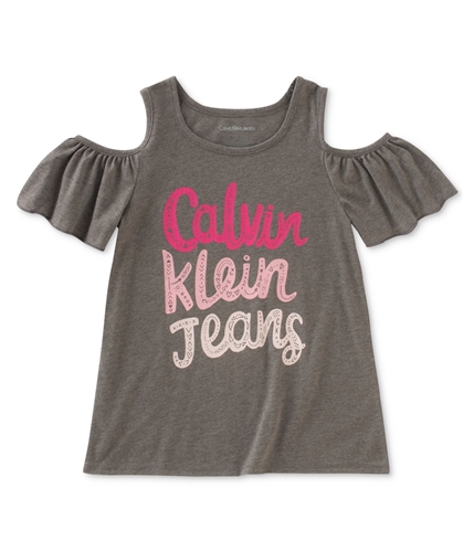 Calvin Klein Girls Cold Shoulder Graphic T-Shirt 94 7