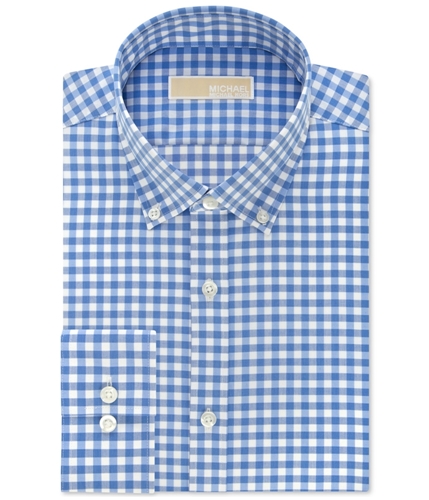 Michael Kors Mens Regular Fit Gingham Button Up Dress Shirt bluecrystal 16.5
