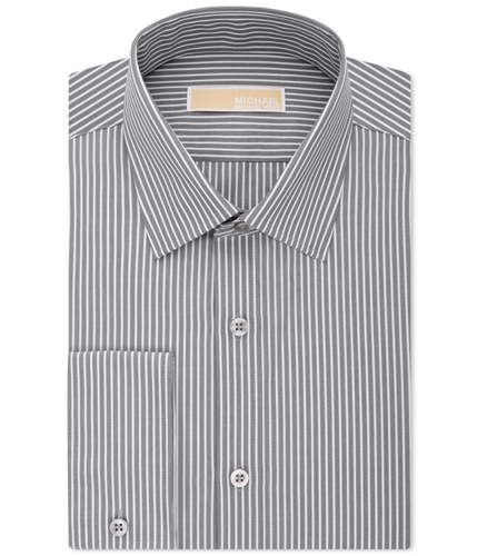 Michael Kors Mens Stripe Button Up Dress Shirt gray 17.5