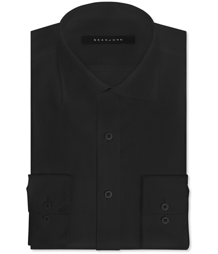 Sean John Mens Tailored Fit Button Up Dress Shirt black 16.5
