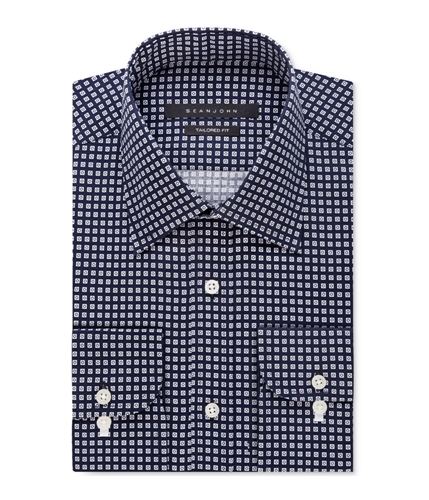 Sean John Mens Square Print Button Up Dress Shirt bluegraphite 16.5