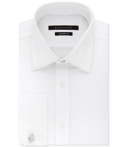 Sean John Mens Tailored-fit French-cuff Button Up Dress Shirt white 16.5