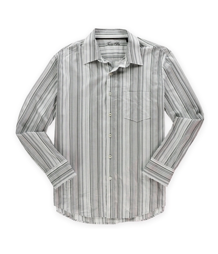 Tasso Elba Mens Multi Striped Button Up Shirt greycbo L