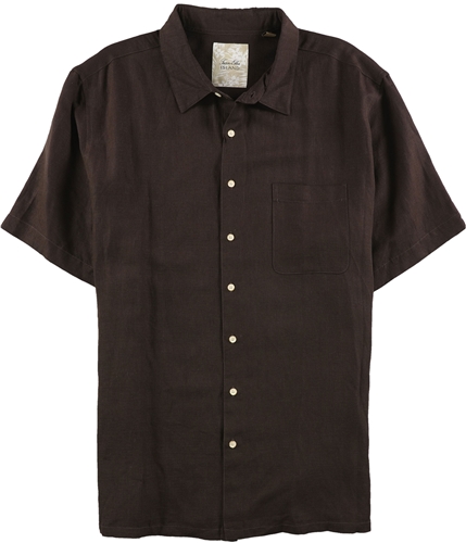 Tasso Elba Mens Silk-Blend Textured Button Up Shirt coffee Big 2X