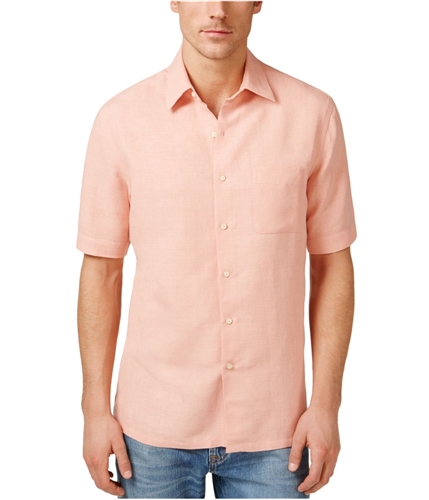 Tasso Elba Mens Silk-Blend Crosshatch Button Up Shirt pinktopaz LT