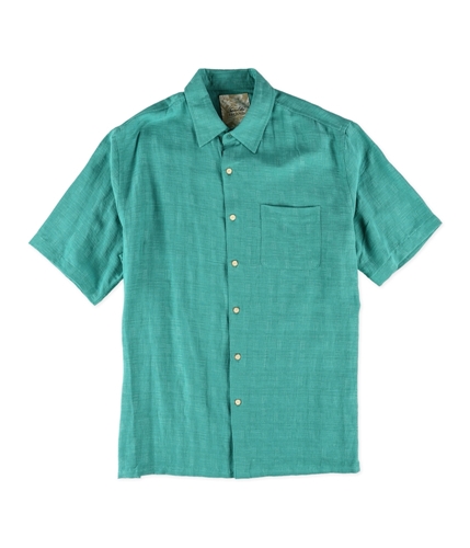 Tasso Elba Mens Silk-Blend Crosshatch Button Up Shirt tealchina L