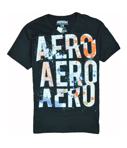 Aeropostale Mens V-neck Graphic T-Shirt black L