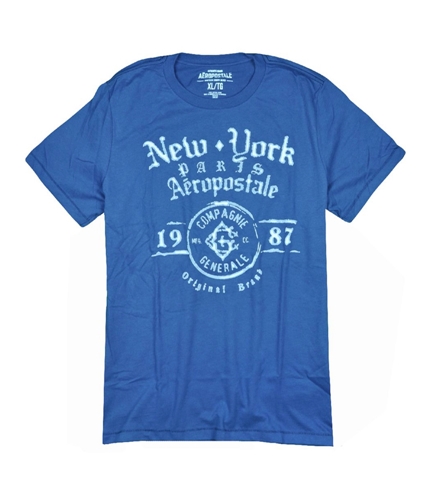 Aeropostale Mens Compagnie Generale Graphic T-Shirt bluedu XS