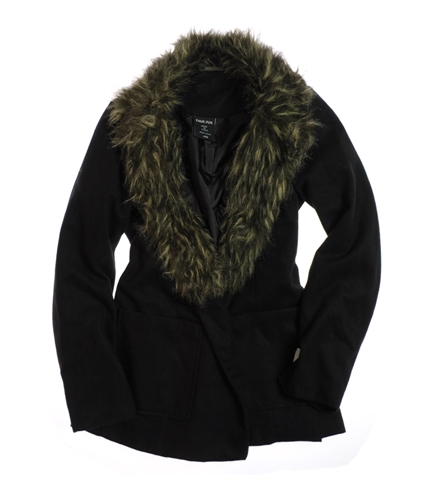 Joujou Womens Rust Faux Fur Wool Field Jacket black S