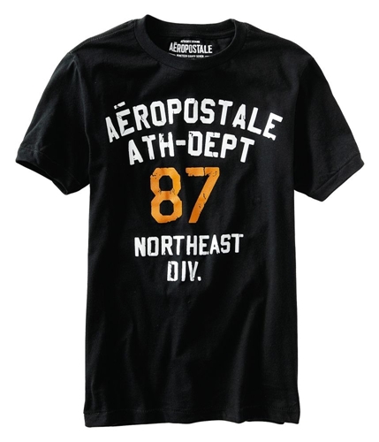 Aeropostale Mens 87 Northeast Div Graphic T-Shirt black XS