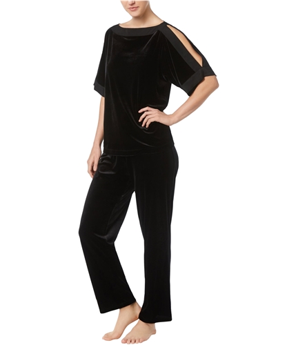 Thalia Sodi Womens Cold-Shoulder Pajama Sleep T-shirt deepblack XS